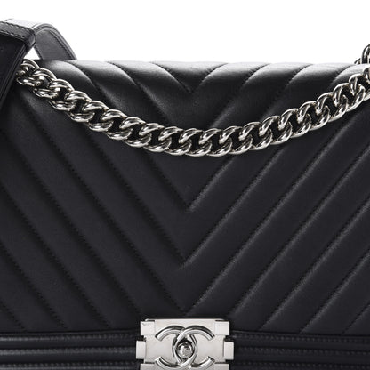 Chanel Lambskin Chevron Quilted New Medium Boy Flap Black 15 of 15