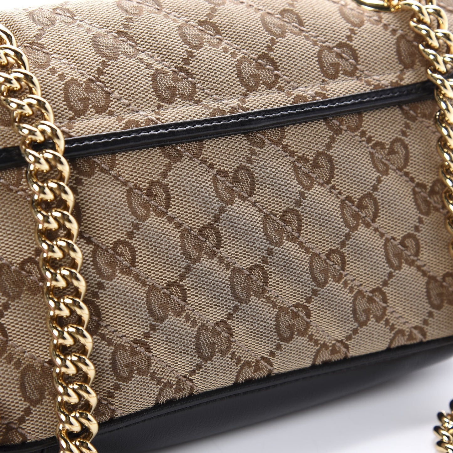 Monogram Matelasse Diagonal Mini GG Marmont Shoulder Bag Beige Black