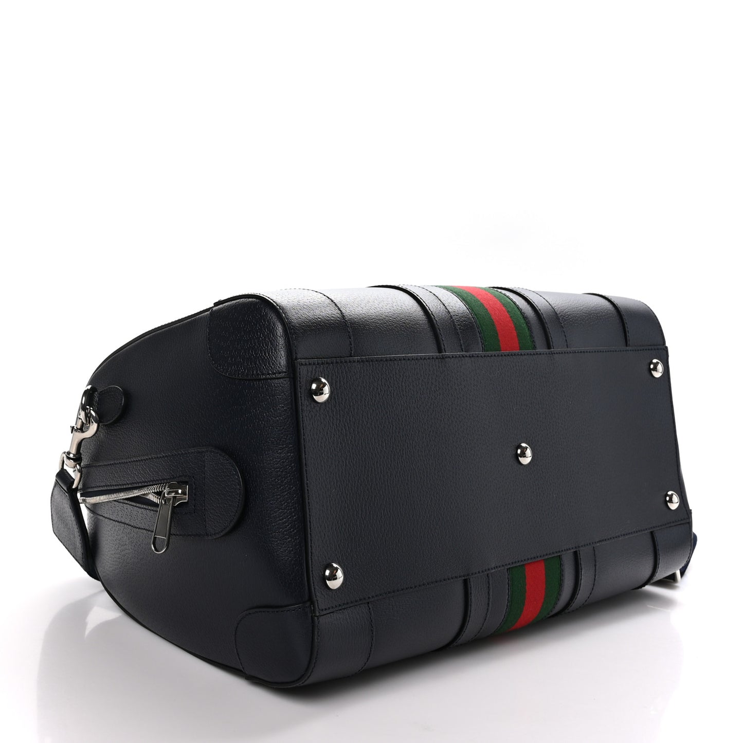 Textured Dollar Calfskin Web Medium Savoy Duffle Bag Black