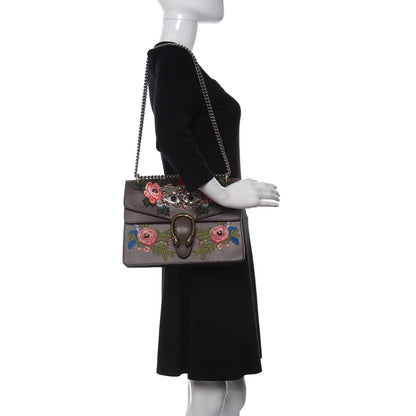 Gucci Calfskin Web Owl Embroidered Medium Dionysus Shoulder Bag New Acero Multicolor 2 of 11