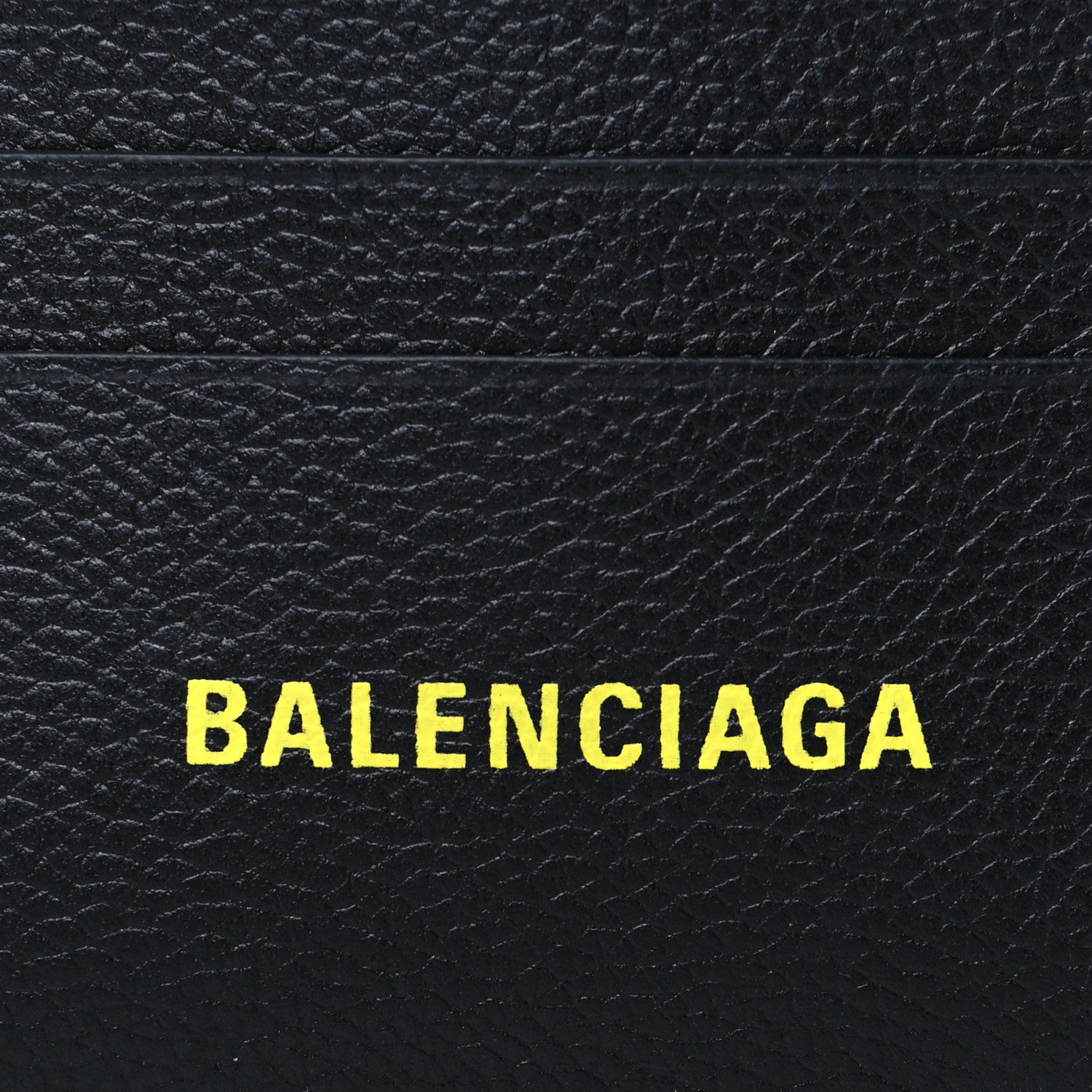 Balenciaga Grained Calfskin Logo Cash Card Holder Black Fluo Yellow 8 of 9