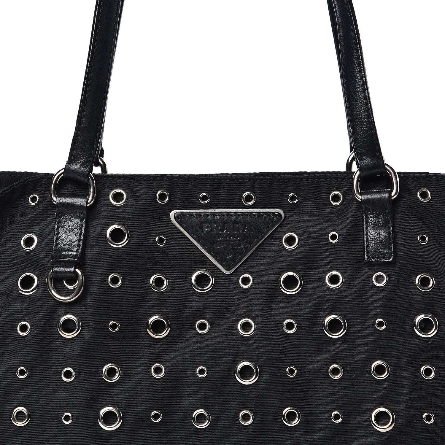 Prada Nylon Metal Grommet Bag Black 9 of 9