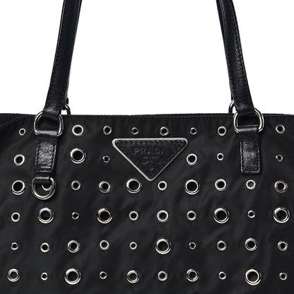 Prada Nylon Metal Grommet Bag Black 9 of 9