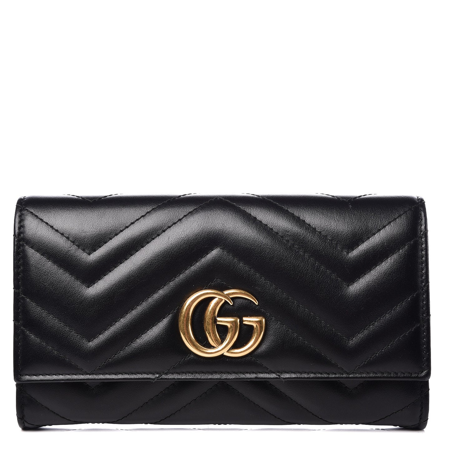 Calfskin Matelasse GG Marmont Continental Wallet Black