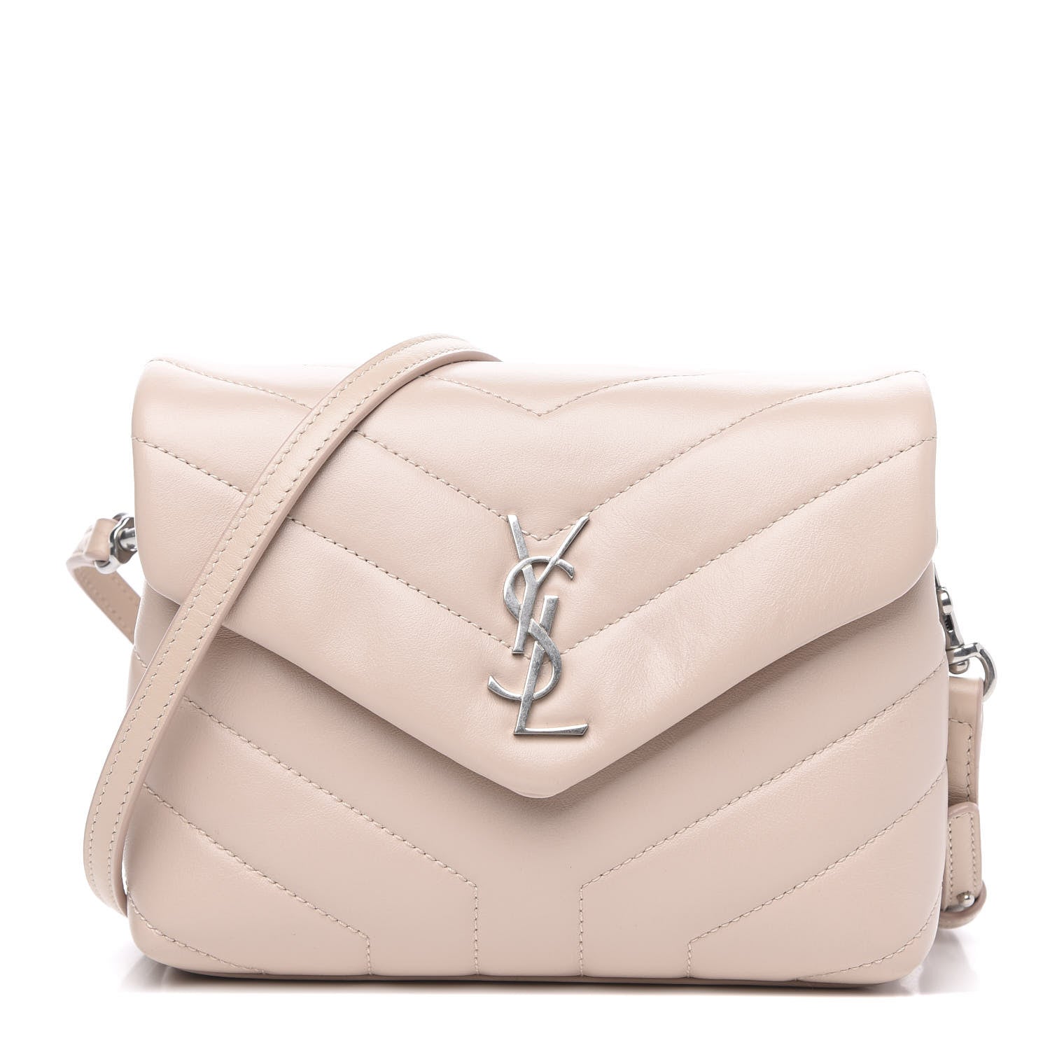 Saint Laurent Calfskin Y Quilted Monogram Toy Loulou Crossbody Bag Marble Pink 1 of 10