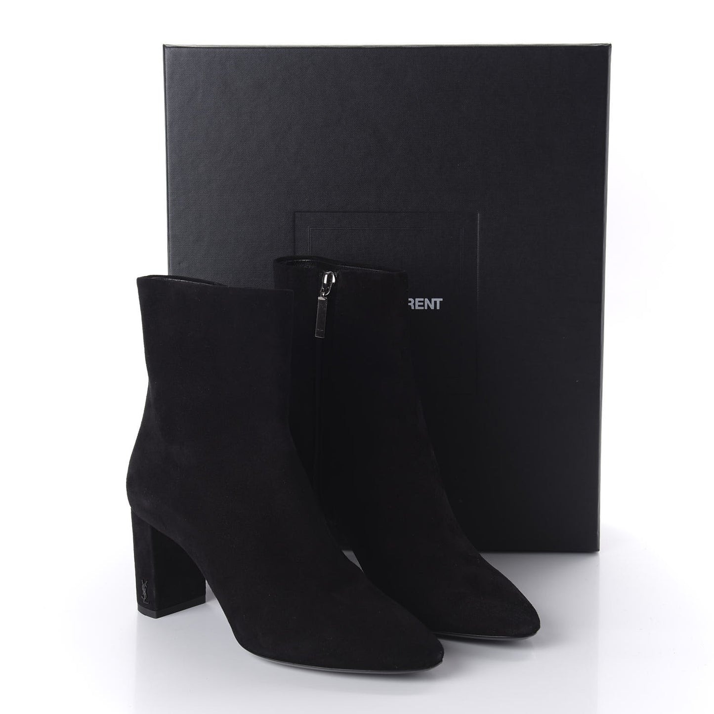 Suede Loulou 95 Ankle Zip Boot 38.5 Black