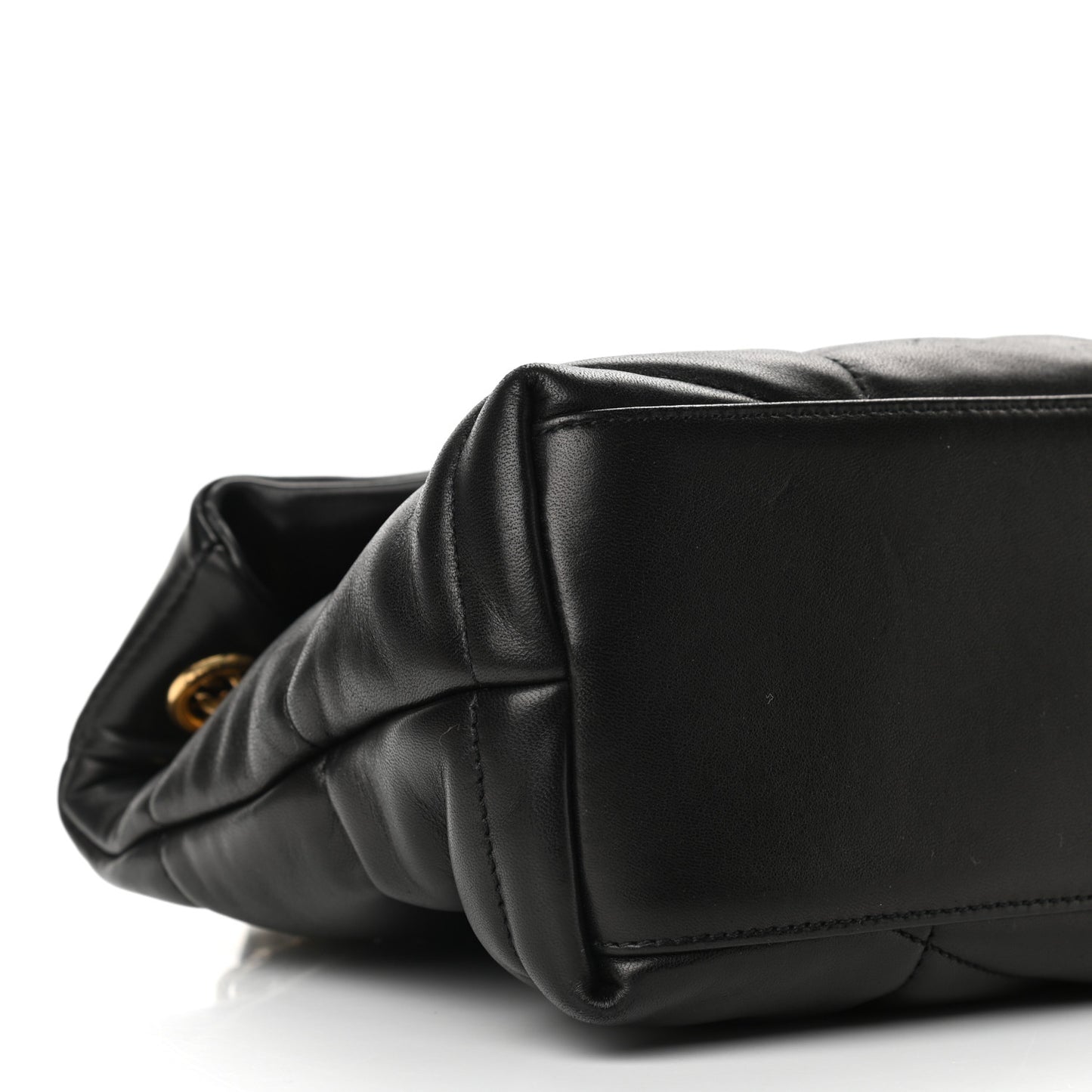 Lambskin Quilted Small Loulou Puffer Monogram Chain Satchel Black