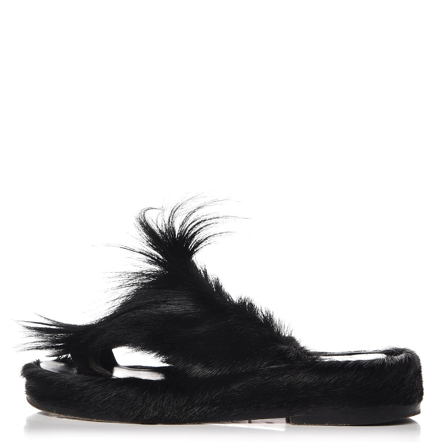 Christian Louboutin Fur Mens Cromac Flat Slide Sandals 41 Black 1 of 11