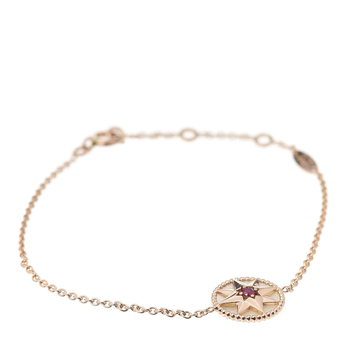 18K Rose Gold Ruby Mother of Pearl Rose Des Vents Bracelet