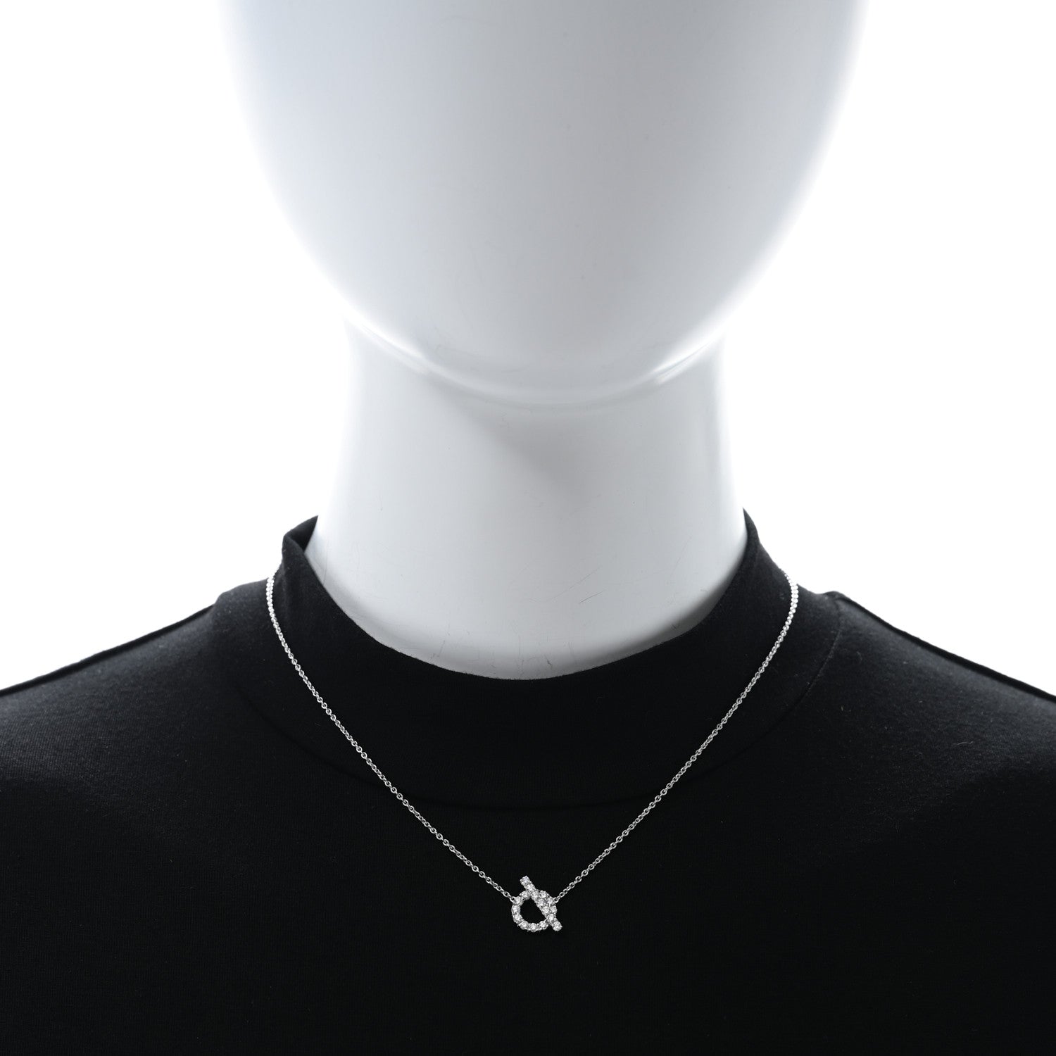 Hermes 18K White Gold Diamond Finesse Pendant Necklace 3 of 5
