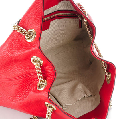 Gucci Pebbled Calfskin Medium Soho Chain Shoulder Bag Tabasco Red 5 of 7