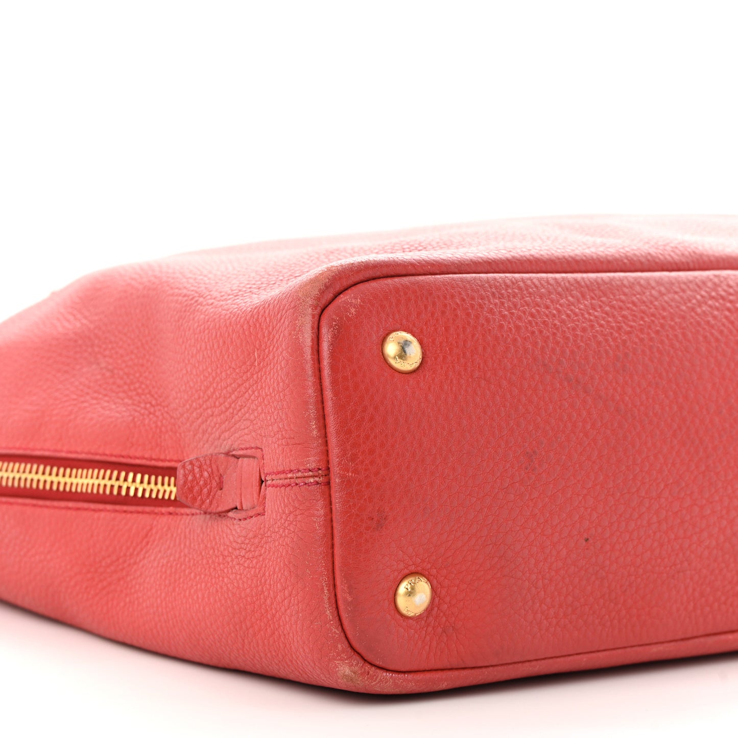 Vitello Daino Side Zip Shopper Tote Rosso