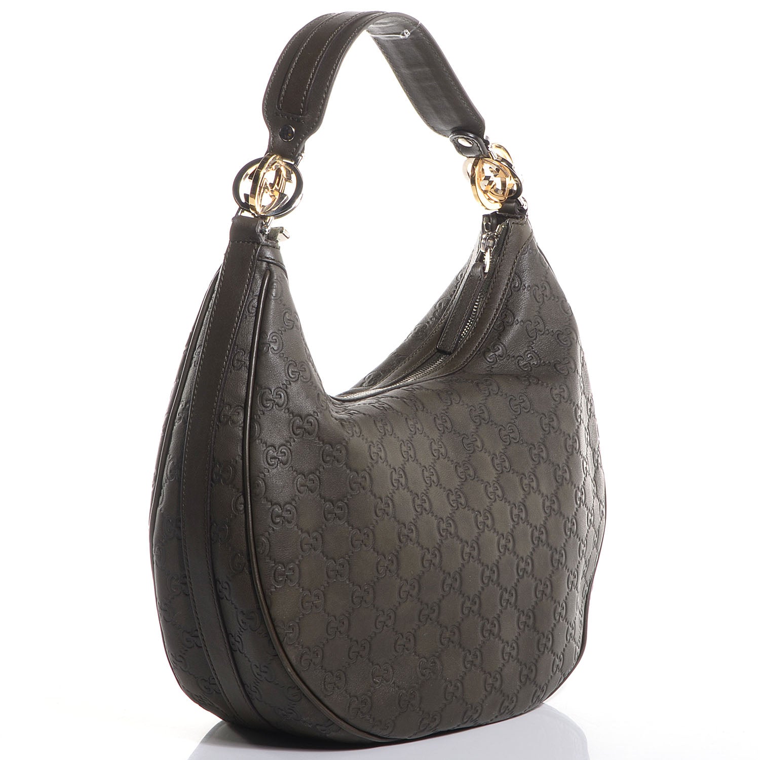 Gucci Guccissima Medium GG Twins Hobo Olive Green 3 of 7