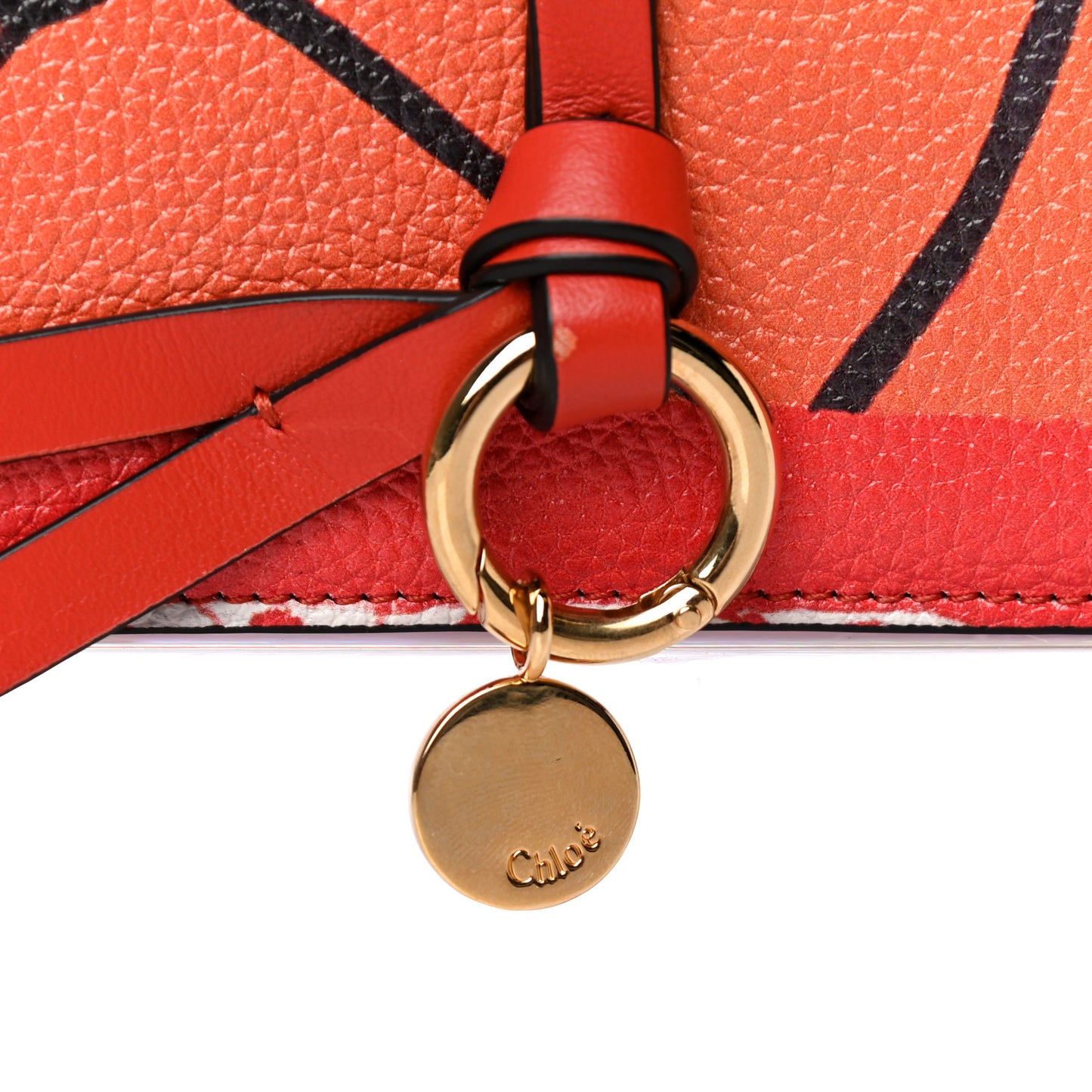 Calfskin Alphabet Long Wallet Orange Multicolor
