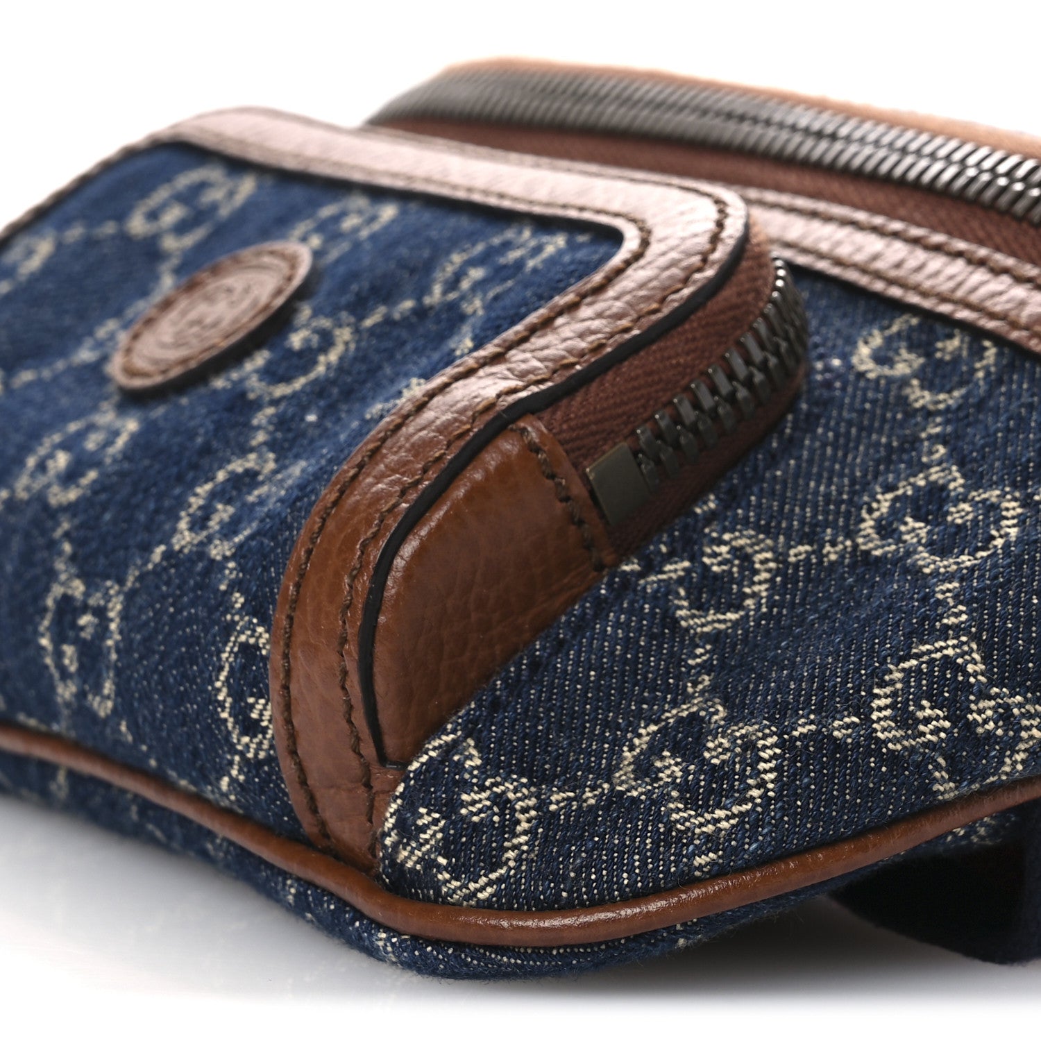 Gucci New Denim GG Monogram Dollar Calfskin Web Retro Interlocking G Belt Bag Blue Tea Cuir Epilog 10 of 10
