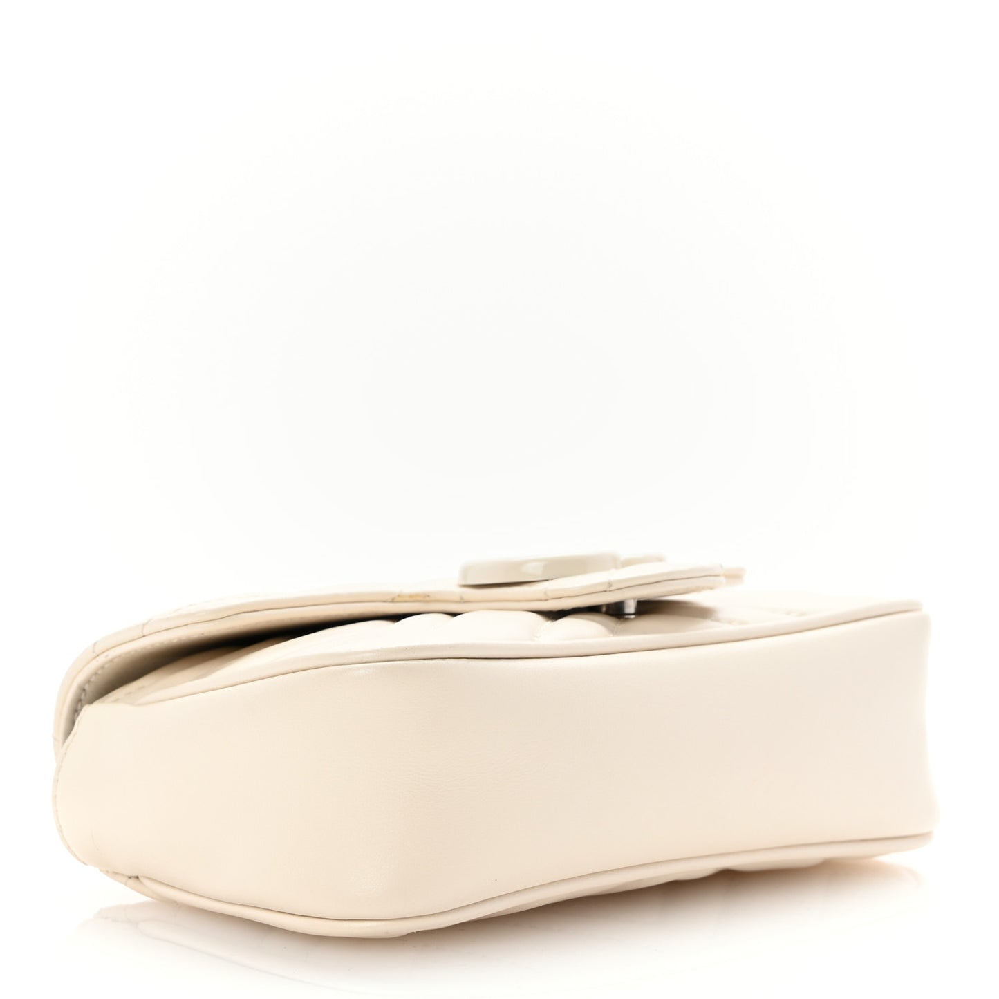 Calfskin Matelasse Monochrome GG Marmont Chain Belt Bag Mystic White