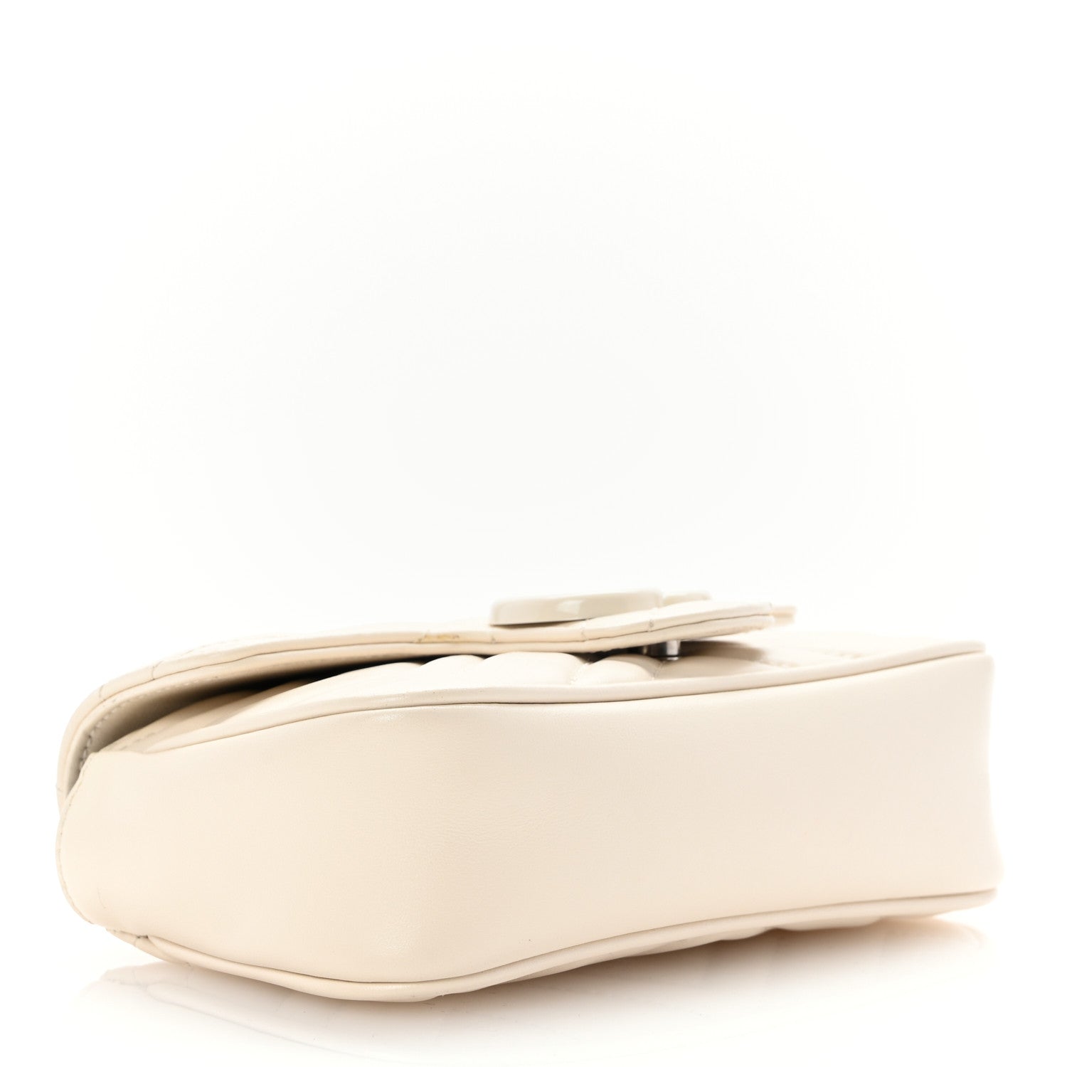 Gucci Calfskin Matelasse Monochrome GG Marmont Chain Belt Bag Mystic White 4 of 11