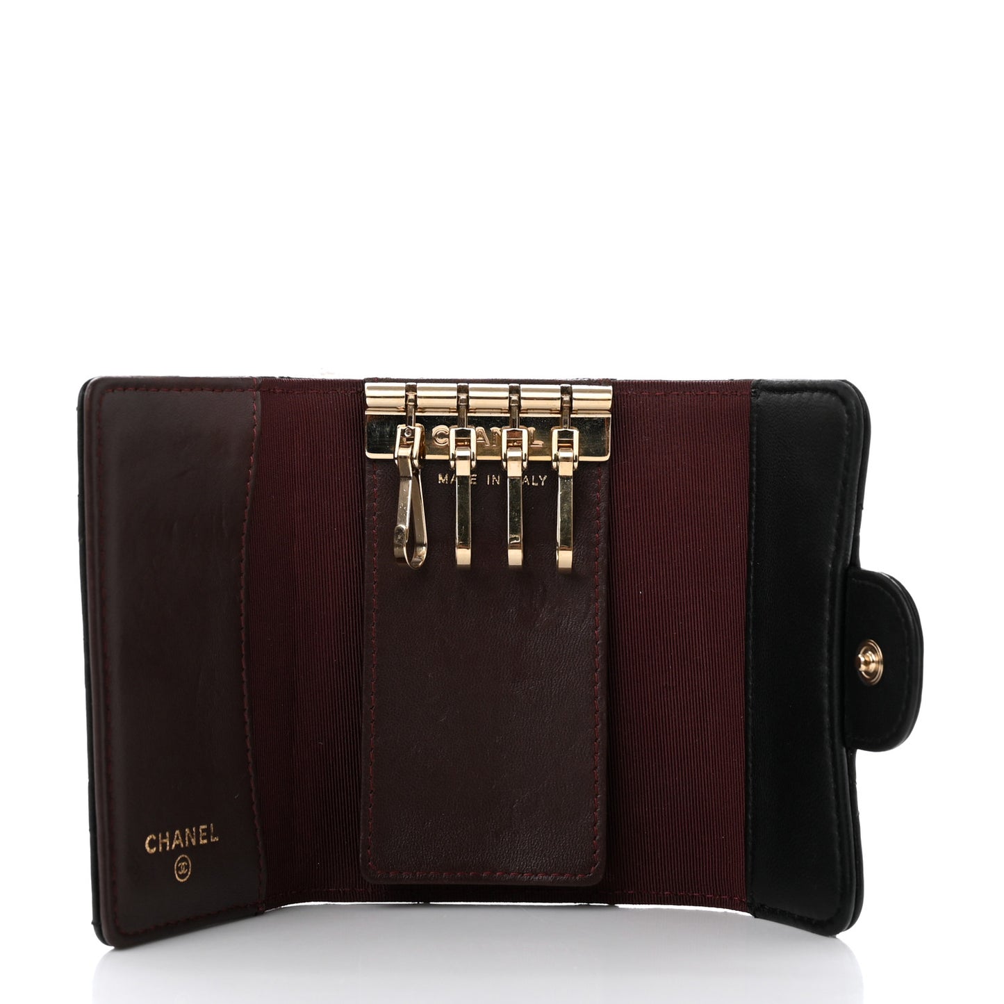 Lambskin Quilted 4 Key Holder Black