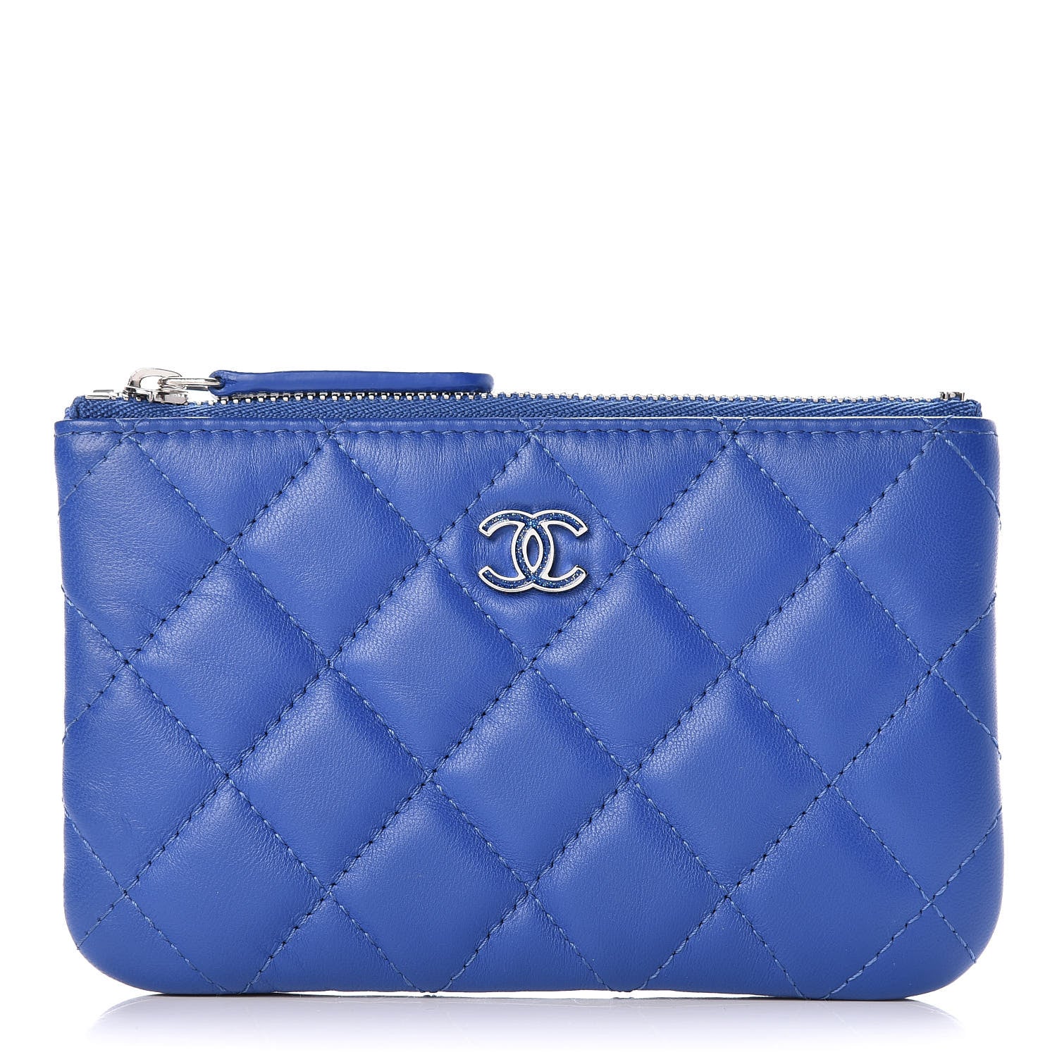 Chanel Lambskin Quilted Small Cosmetic Case Blue 1 of 8