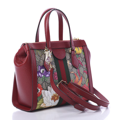 Gucci GG Supreme Monogram Flora Web Small Ophidia Tote Bag Red 2 of 10