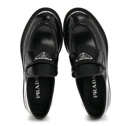 Prada Spazzolato Metal Triangle Logo 50mm Loafers 36.5 Black 5 of 27