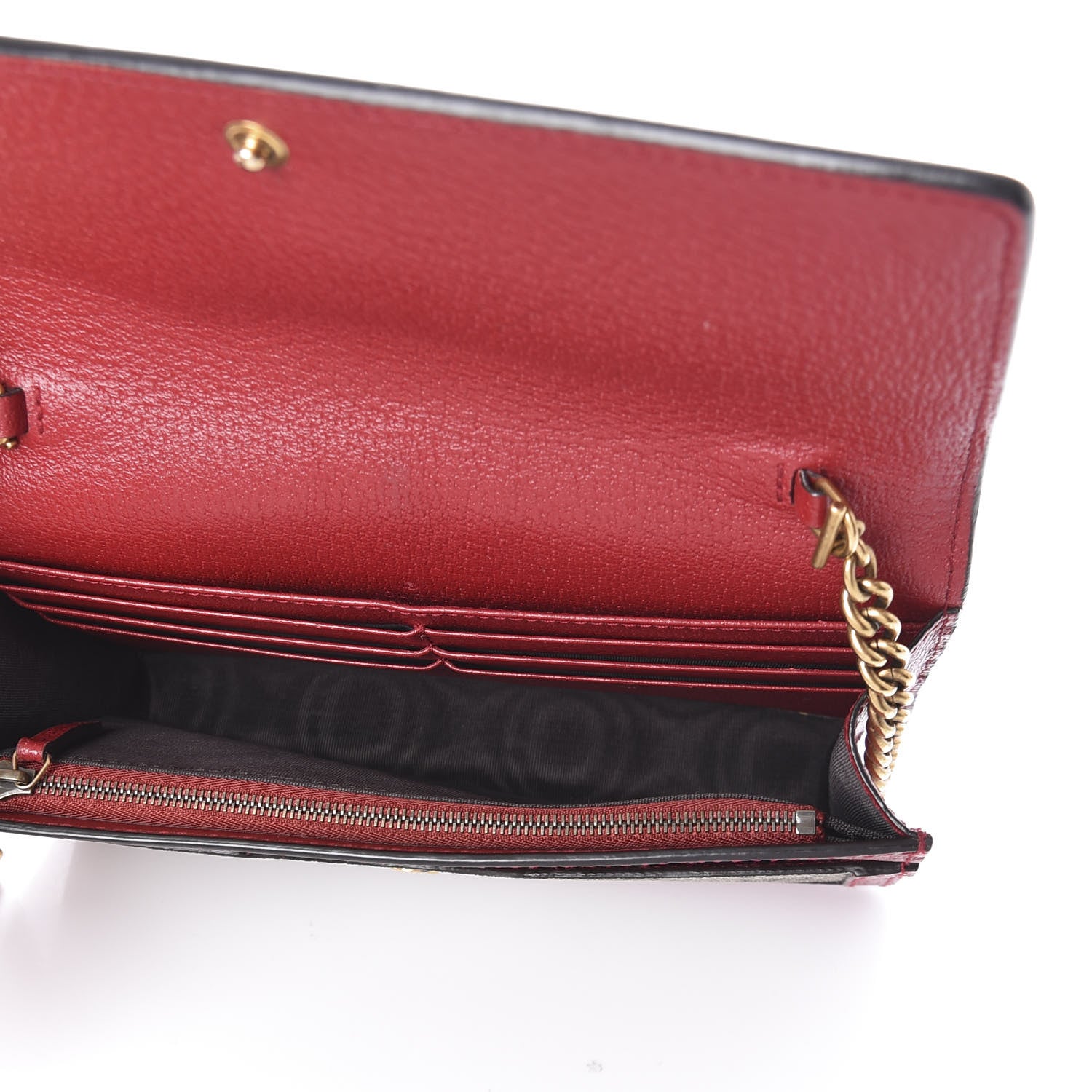 Gucci GG Supreme Monogram Web Queen Margaret Chain Wallet Red 5 of 8