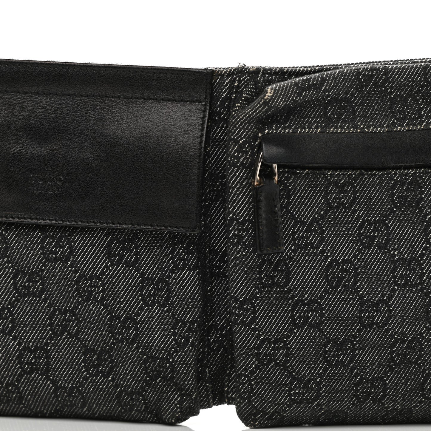 Denim Monogram Double Pocket Belt Bag Black