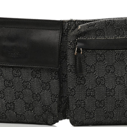 Gucci Denim Monogram Double Pocket Belt Bag Black 19 of 31