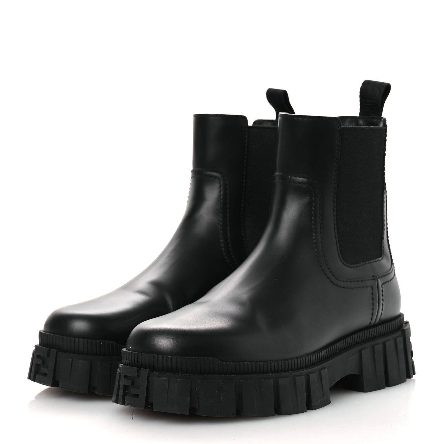 Calfskin Rubber Fendi Force Chelsea Boots 36 Black