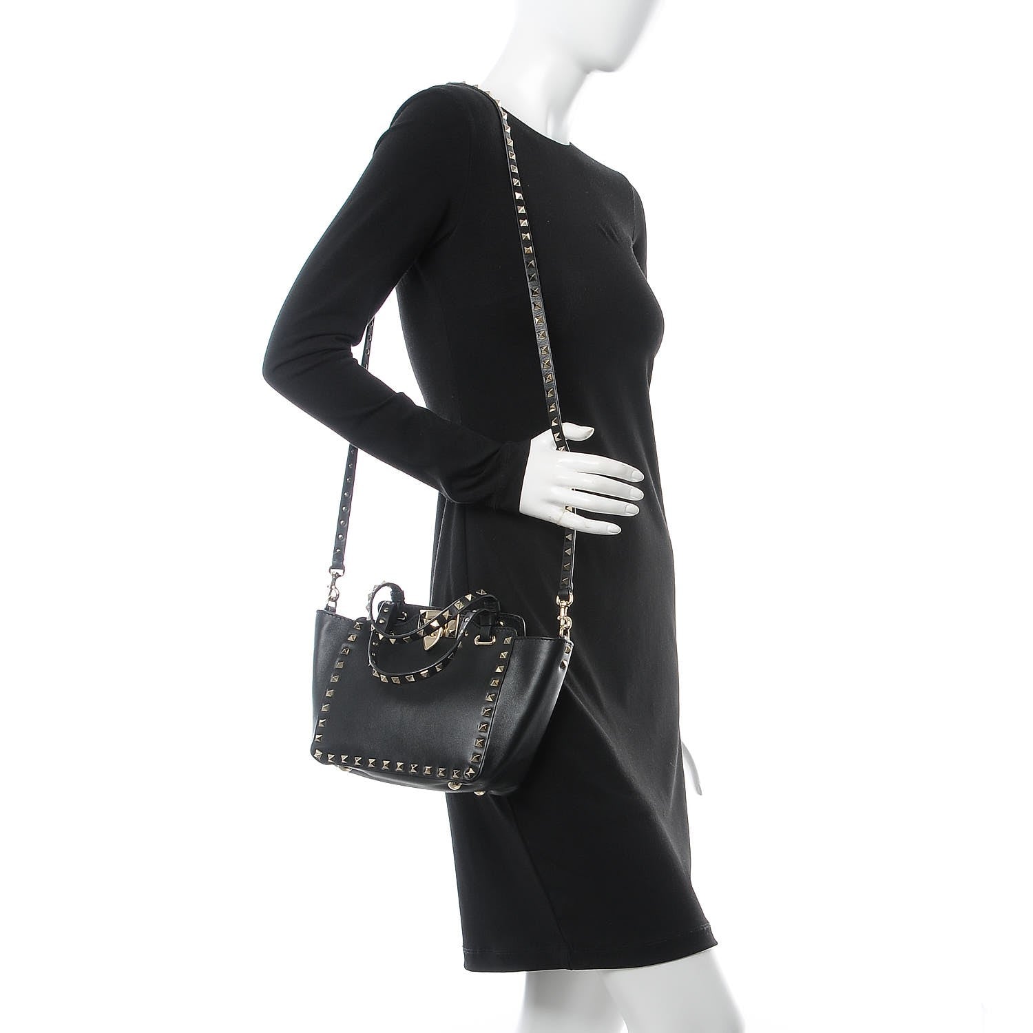 Valentino Garavani Vitello Mini Rockstud Tote Black 3 of 8