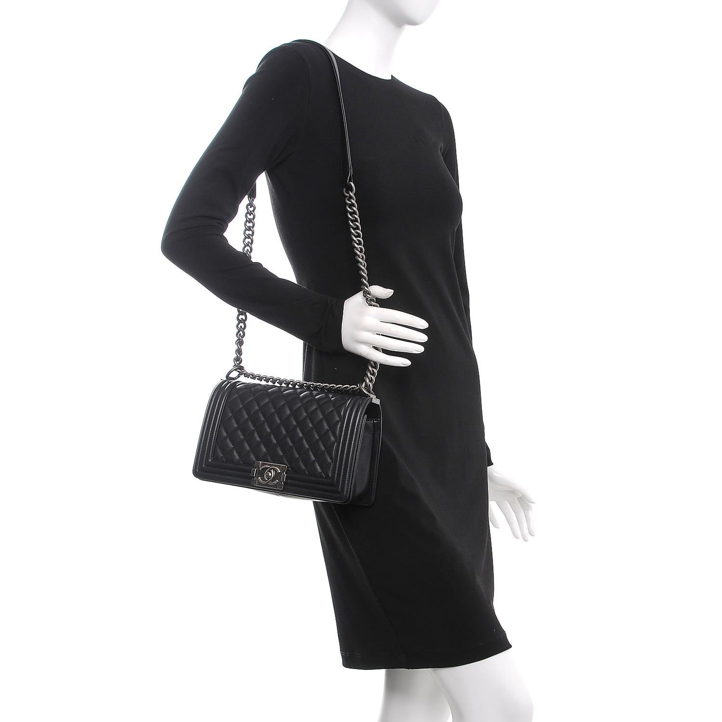 Calfskin Quilted Medium Boy Flap Black