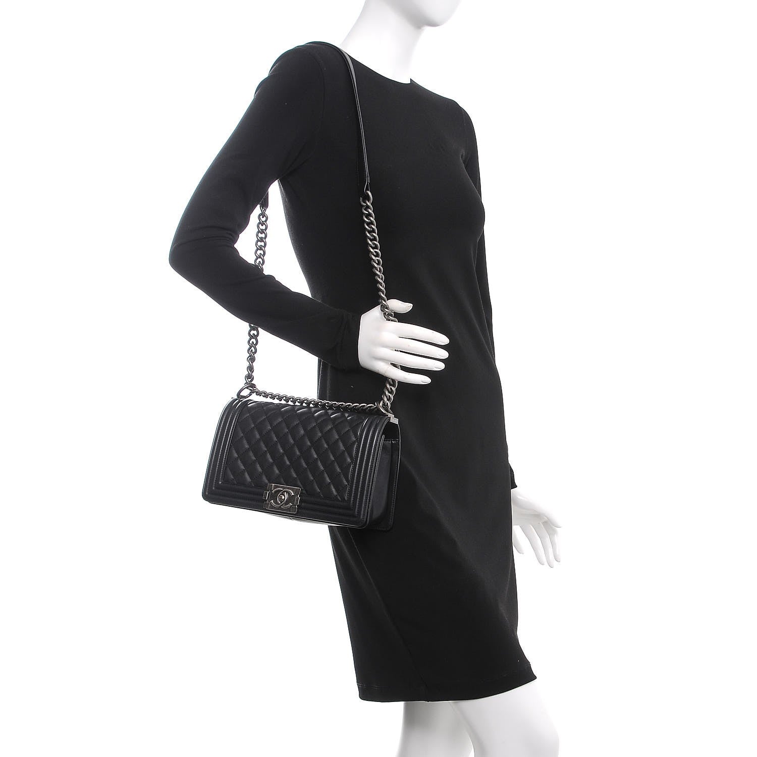 Chanel Calfskin Quilted Medium Boy Flap Black 3 of 9