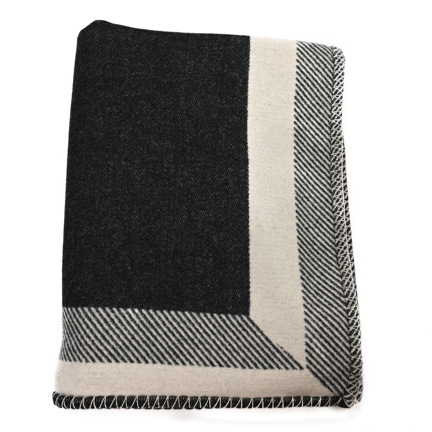 Chanel Merino Wool Cashmere CC Throw Blanket Black Beige 2 of 3