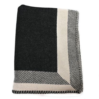 Chanel Merino Wool Cashmere CC Throw Blanket Black Beige 2 of 3