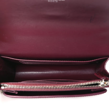 Saint Laurent Calfskin Crocodile Embossed Monogram Sunset Chain Wallet Rouge Legion 5 of 12