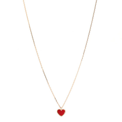 Van Cleef & Arpels 18K Rose Gold Carnelian Sweet Alhambra Heart Pendant Necklace 1 of 7