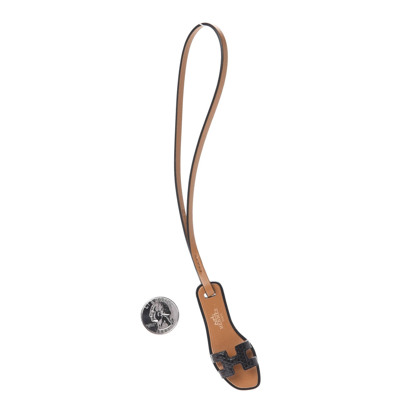 Lizard Butler Calfskin Hunter Oran Nano Bag Charm Black