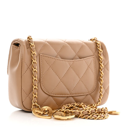 Chanel Lambskin Quilted Mini Heart Charms Flap Beige 3 of 10