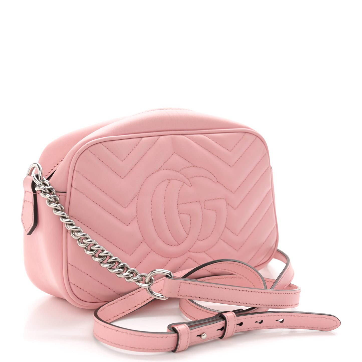 Calfskin Matelasse Small GG Marmont Chain Shoulder Bag Wild Rose