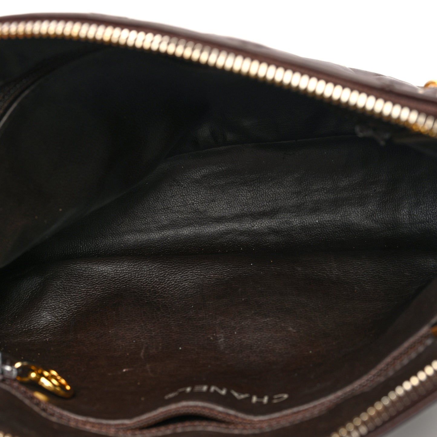 Lambskin Quilted Shoulder Bag Brown