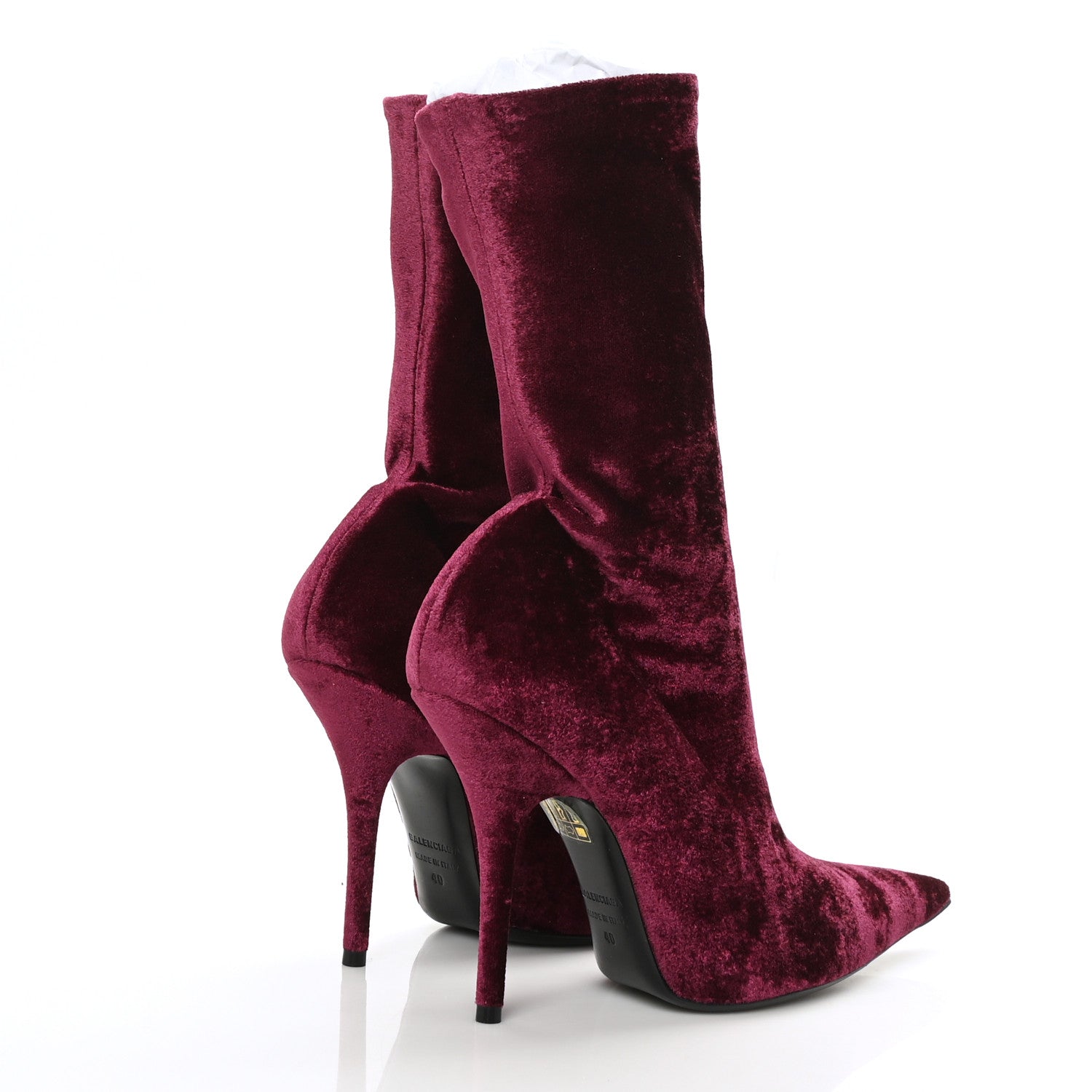 Balenciaga Velvet Extreme Pointed Toe Knife Booties 40 Rouge Prune 4 of 6