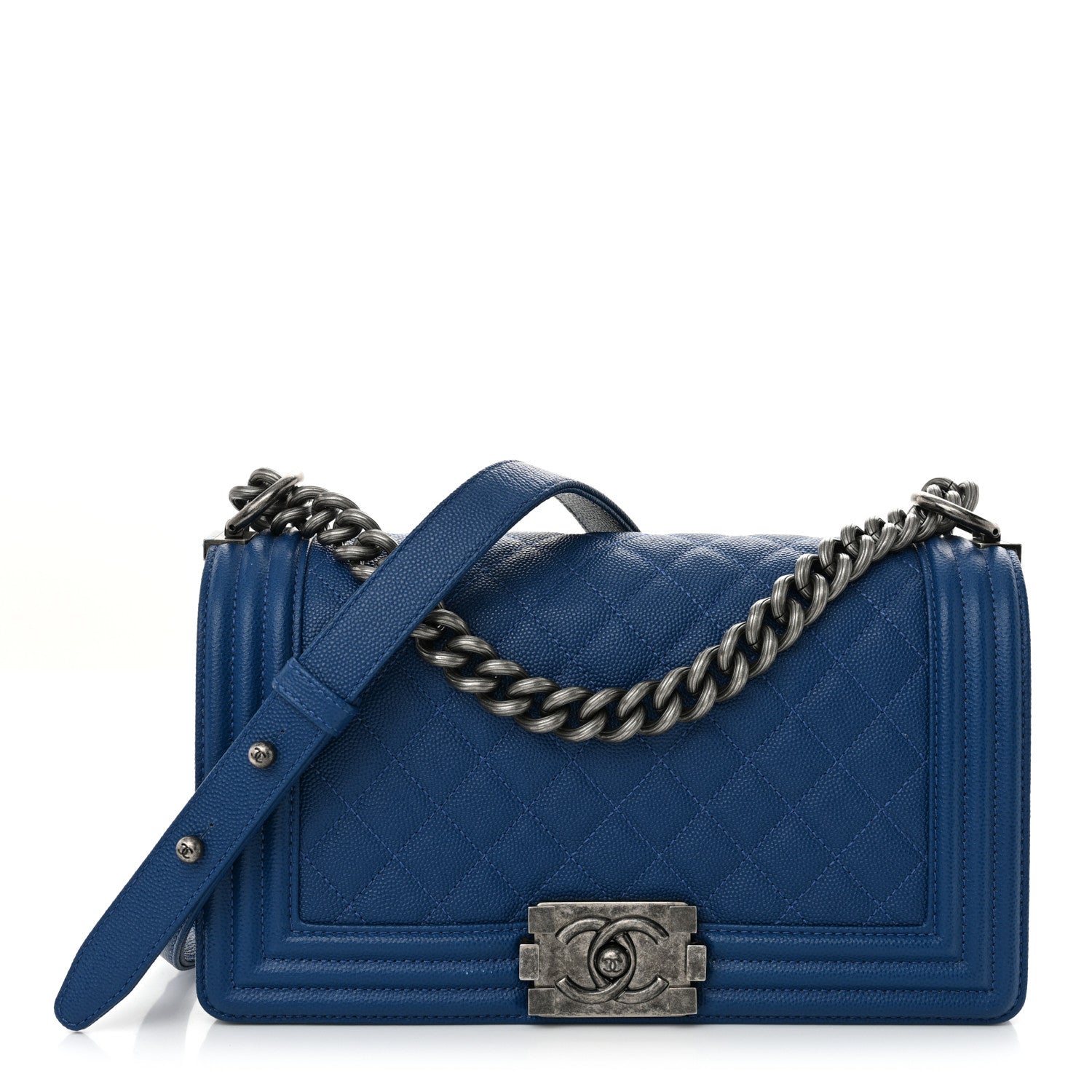 Chanel Caviar Quilted Medium Boy Flap Blue 1 of 13