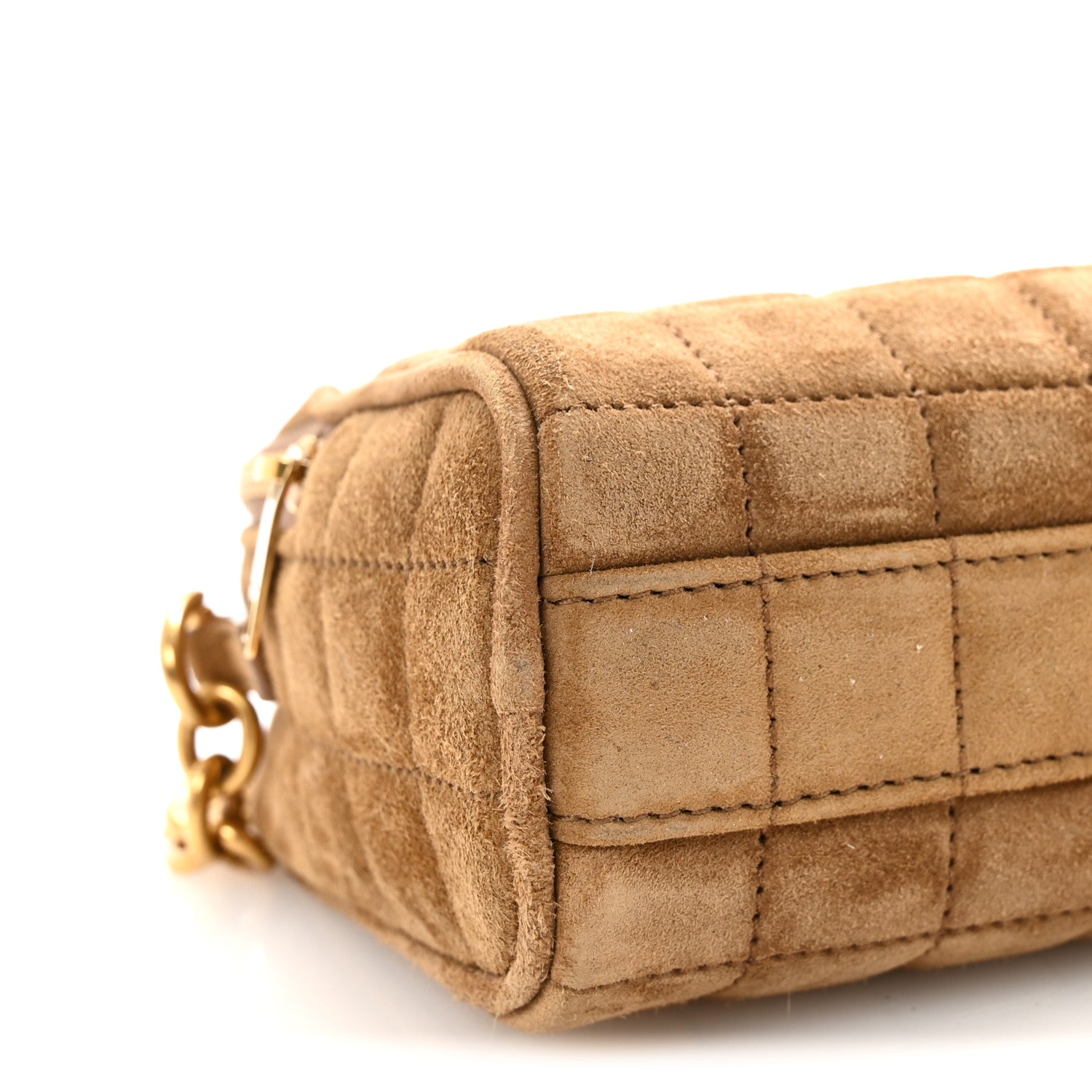 Saint Laurent Suede Calfskin Mini Quilted Monogram Camera Bag Golden Leaf 8 of 9