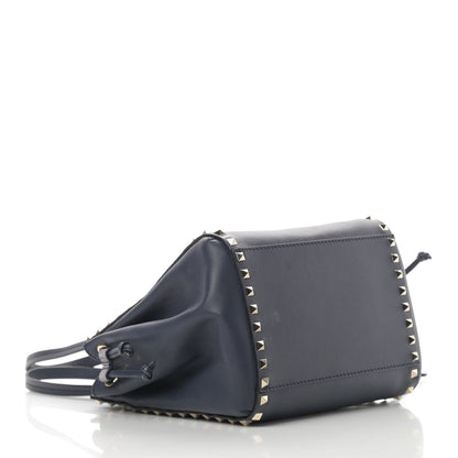 Valentino Garavani Calfskin Rockstud Double Handle Cinch Tote Marine 4 of 13