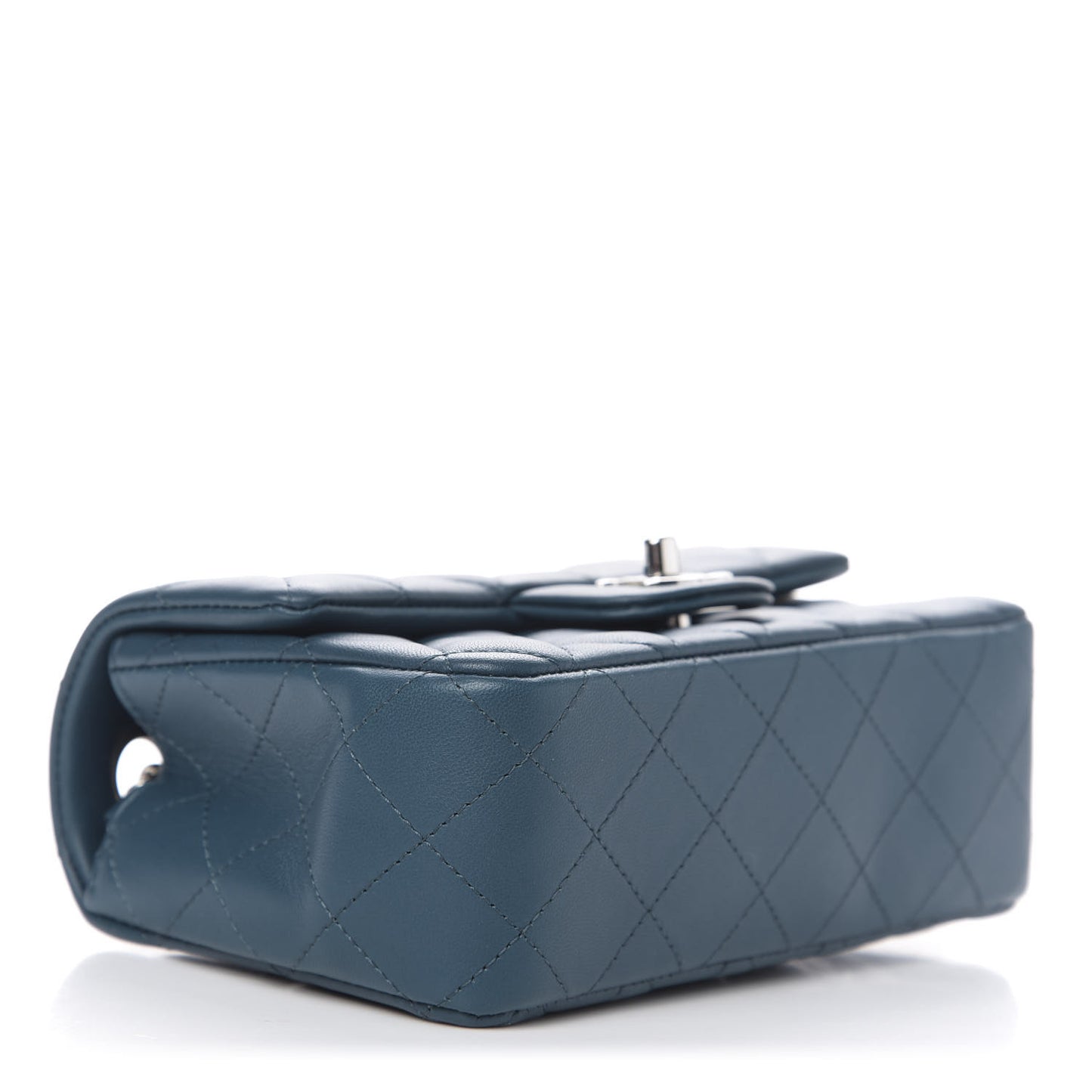 Lambskin Quilted Mini Rectangular Flap Dark Blue