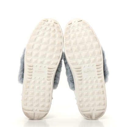 Valentino Garavani Calfskin Mink Fur Sneakers 38 White Niagara 6 of 11