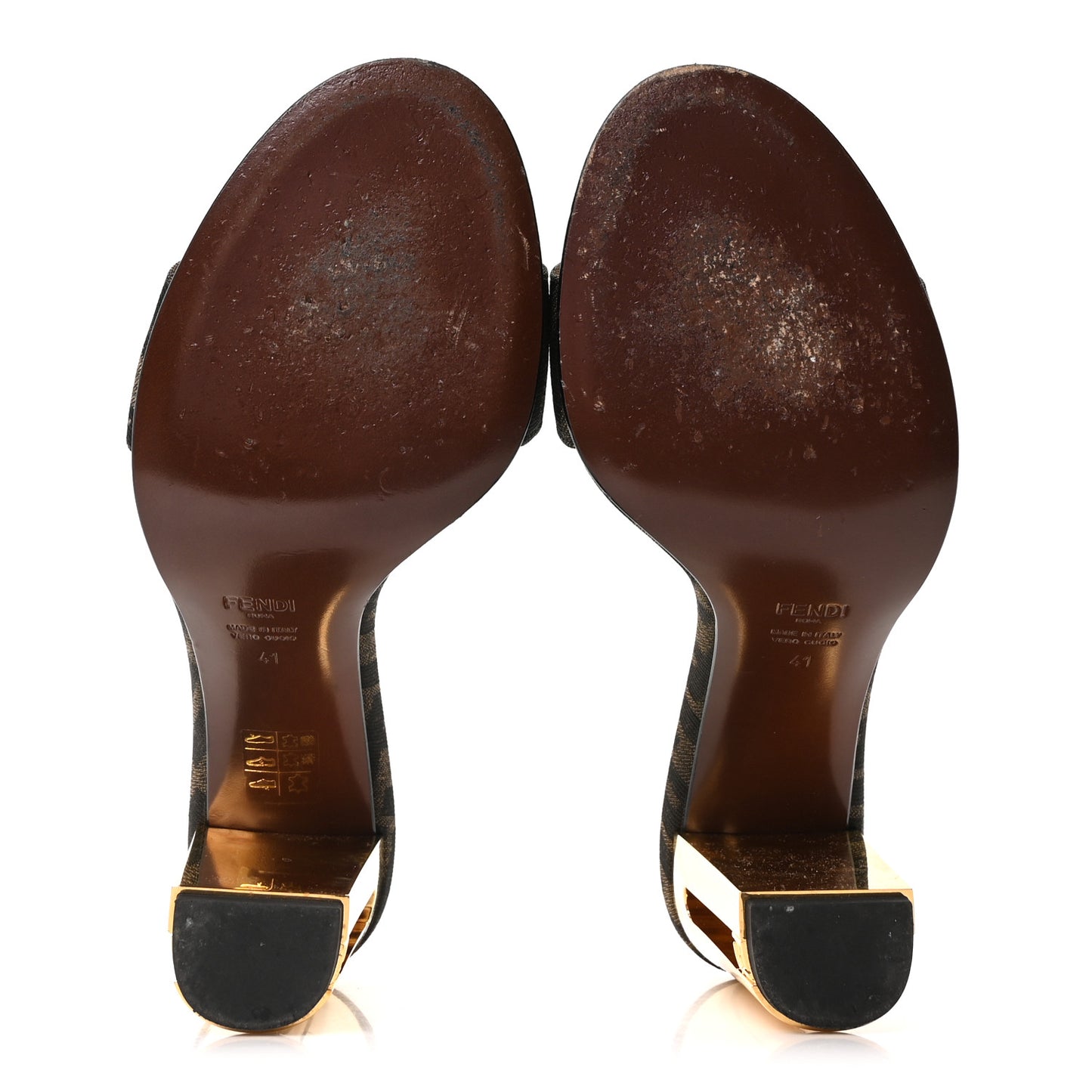 Fabric Jacquard FF Delfina Sandals 41 Tobacco Moro