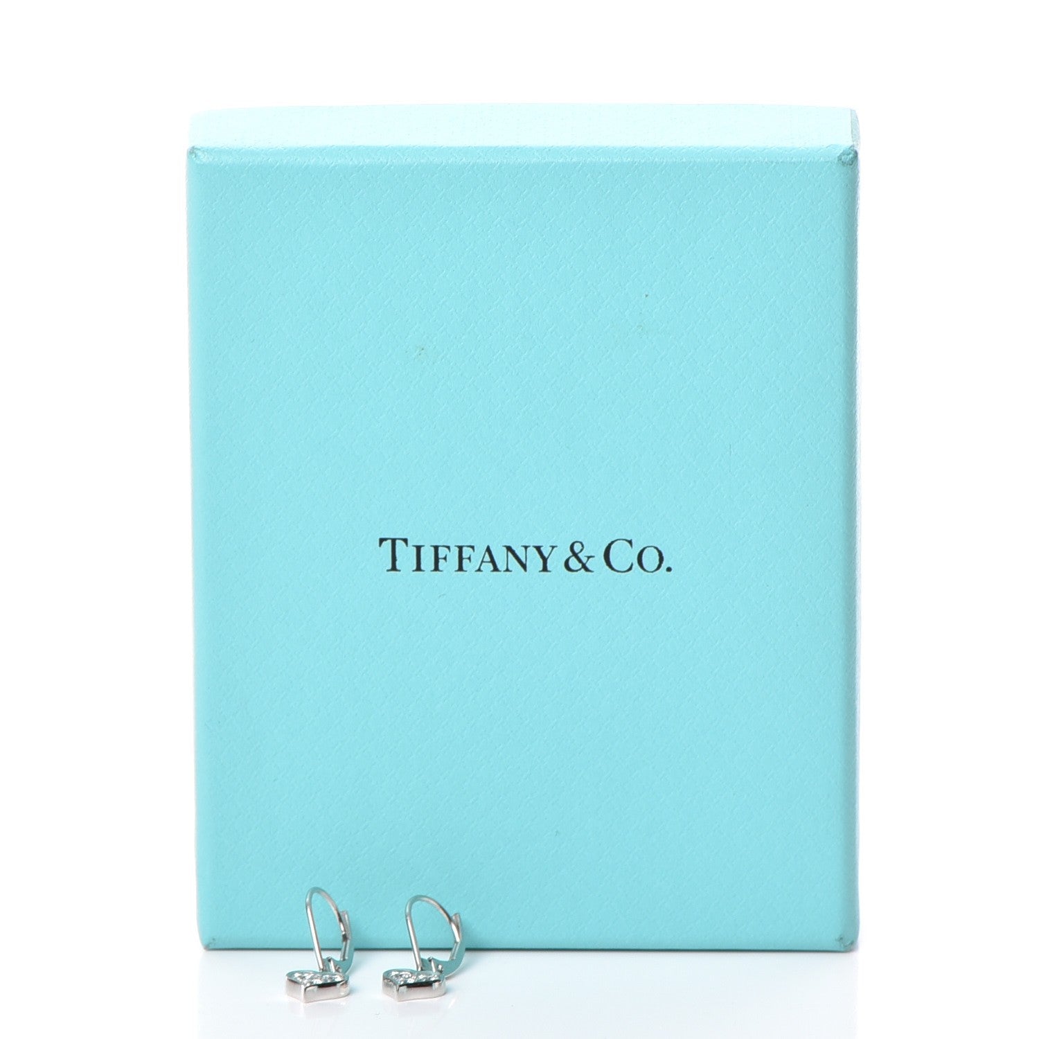 Tiffany Platinum Diamond Heart Drop Earrings 6 of 6
