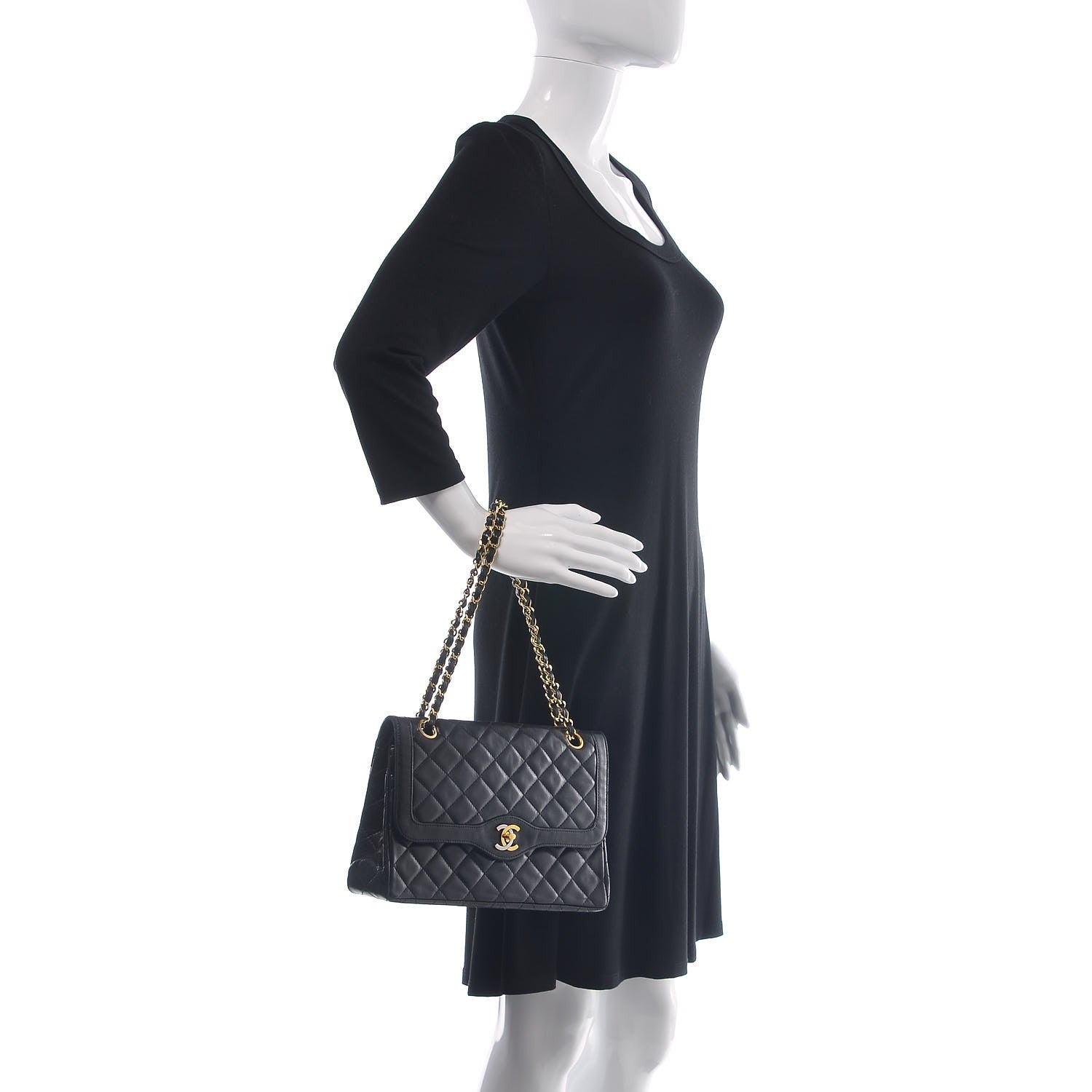 Chanel Lambskin Quilted Medium Double Flap Black 2 of 16