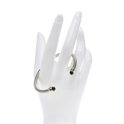 David Yurman Sterling Silver 14K Yellow Gold Black Onyx 5mm Cable Classics Bracelet 2 of 5